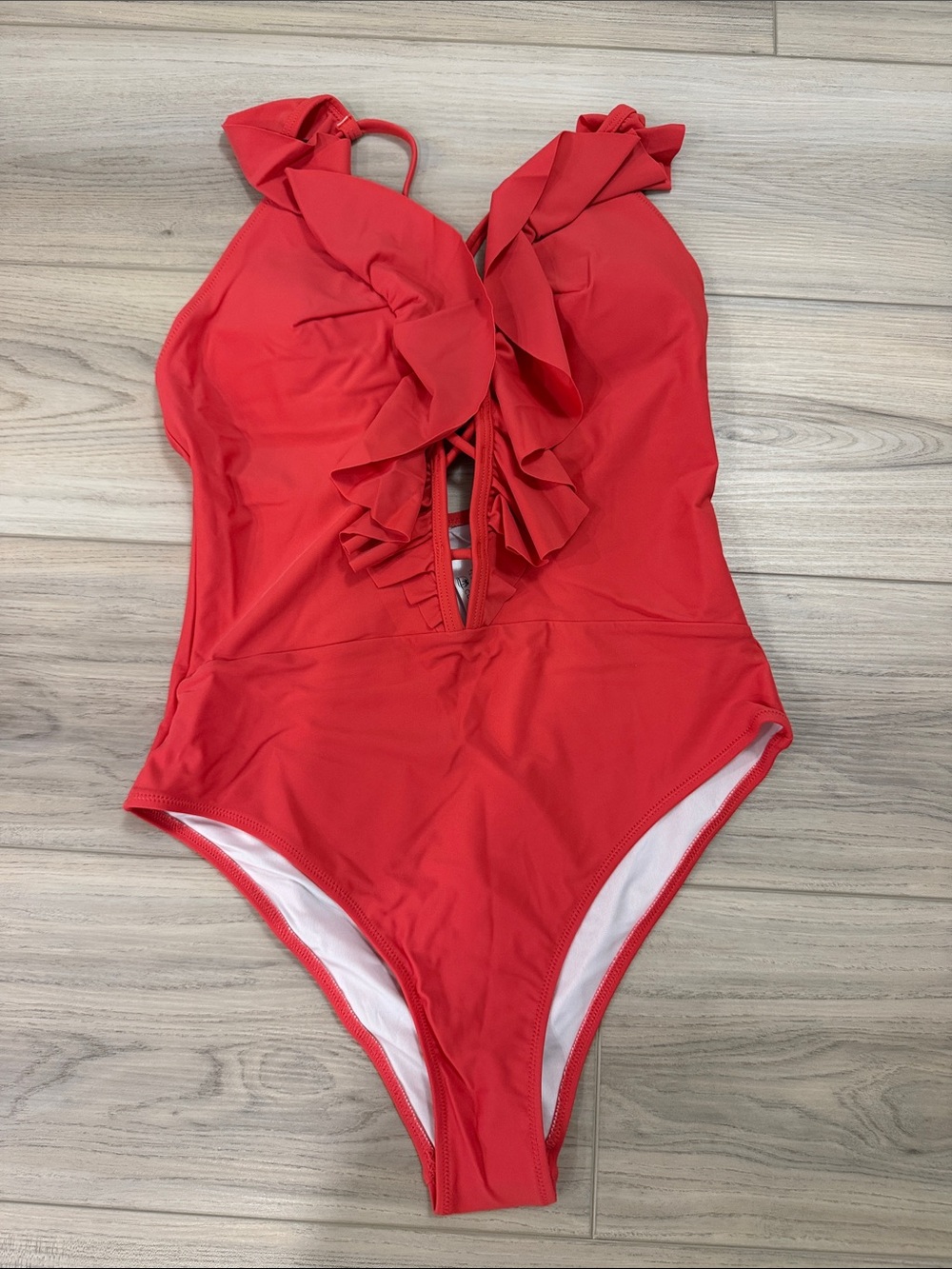 Cupshe Red Ruffle One-Piece Swimsuit